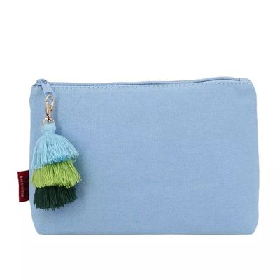 Beleza algodão Mulheres Maquiagem Saco de viagem com fecho de fecho e logotipo personalizado Tassel