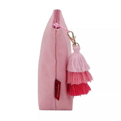 Beleza algodão Mulheres Maquiagem Saco de viagem com fecho de fecho e logotipo personalizado Tassel