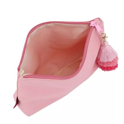Beleza algodão Mulheres Maquiagem Saco de viagem com fecho de fecho e logotipo personalizado Tassel