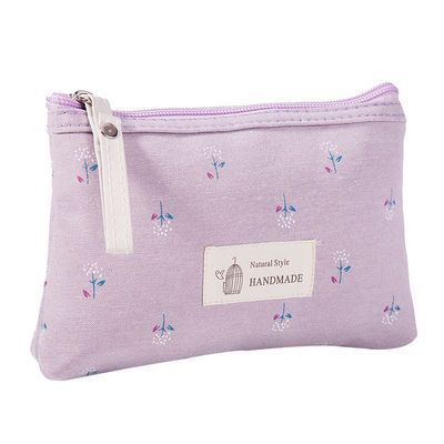 Saco cosmético portátil personalizável para mulheres Tipo de padrão sólido e material de lona