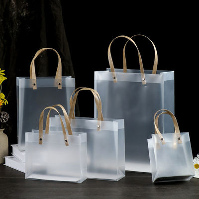 Saco de embalagem de compras de presentes transparente reutilizável com alças mais recente estilo de moda