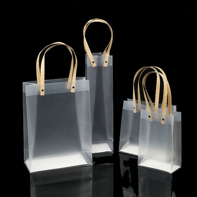 Saco de embalagem de compras de presentes transparente reutilizável com alças mais recente estilo de moda
