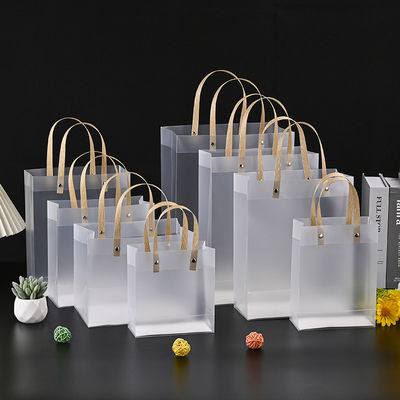 Saco de embalagem de compras de presentes transparente reutilizável com alças mais recente estilo de moda