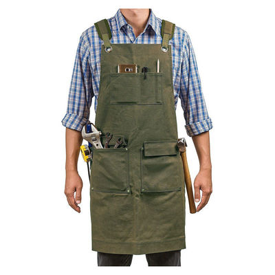 Restaurante Bar Essential Lavado Canvas Chef Bib Apron com bolso de ferramentas e logotipo personalizado