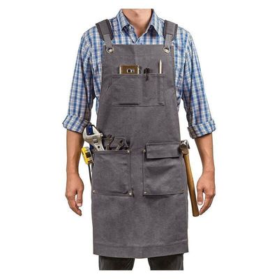 Restaurante Bar Essential Lavado Canvas Chef Bib Apron com bolso de ferramentas e logotipo personalizado