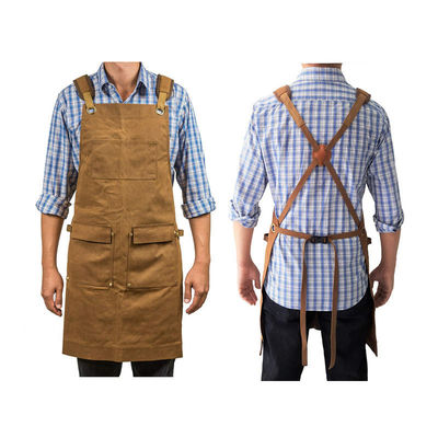 Restaurante Bar Essential Lavado Canvas Chef Bib Apron com bolso de ferramentas e logotipo personalizado