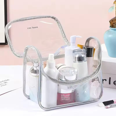 Compras Beleza transparente Viagens Toiletry PVC Custom Cosmetic Bag para viagens