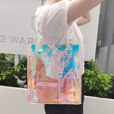 Logotipo personalizado de todas as estações impermeável laser holográfico iridescente PVC de presente de compras