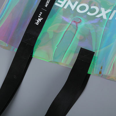 Logotipo personalizado de todas as estações impermeável laser holográfico iridescente PVC de presente de compras