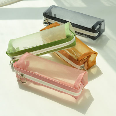 Exame do estudante Special Casca lápis transparente malha bolso de lápis para cosméticos conveniência