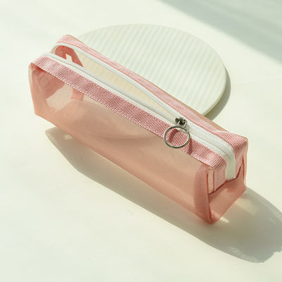 Exame do estudante Special Casca lápis transparente malha bolso de lápis para cosméticos conveniência