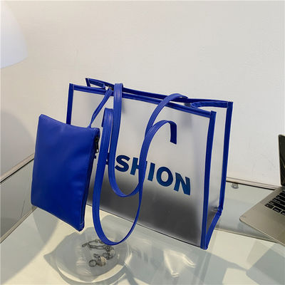 Logotipo personalizado Logotipo de moda PVC Tote Saco de compras para embalagens transparentes de produtos