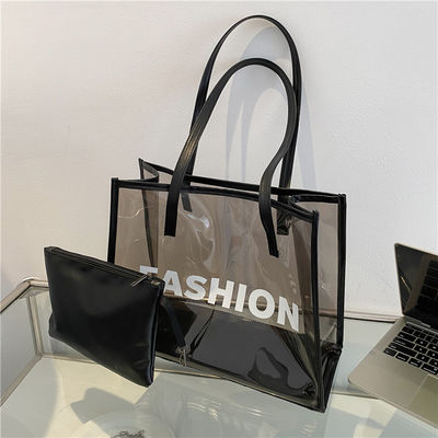 Logotipo personalizado Logotipo de moda PVC Tote Saco de compras para embalagens transparentes de produtos