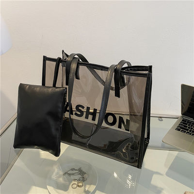 Logotipo personalizado Logotipo de moda PVC Tote Saco de compras para embalagens transparentes de produtos