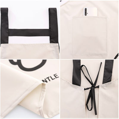 Avental de vida diária com bolsos de logotipo personalizado Poliéster impermeável de algodão Avental de cozinha Chef