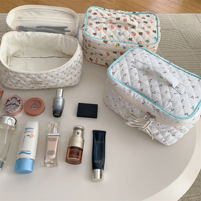 Logotipo personalizado aceito Bolsa de maquiagem de algodão trancada para cosméticos femininos