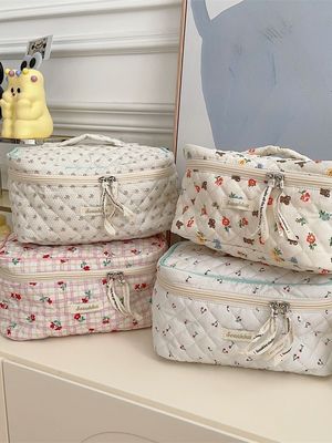 Logotipo personalizado aceito Bolsa de maquiagem de algodão trancada para cosméticos femininos