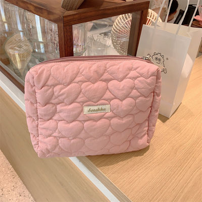 Poliéster Custom Logo Puffed Puffer Pouch Maquiagem de grande capacidade Bolsas de colcha de retalhos Caixa cosmética