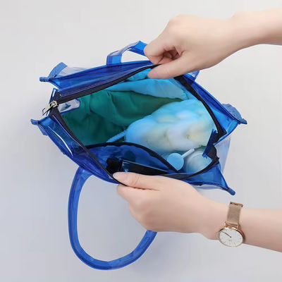 Saco transparente de PVC para praia de verão Logotipo personalizado à prova d'água Tamanho grande Cor doces