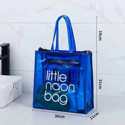 Saco transparente de PVC para praia de verão Logotipo personalizado à prova d'água Tamanho grande Cor doces