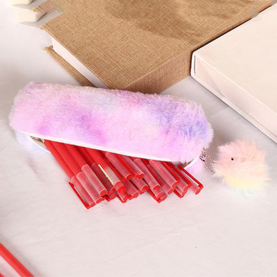 Bolsa de Papel de Veludo Longa de Aprendizagem de Plush Bolsa de Lápis Coração de Menina Bolsa de Lápis de Grande Capacidade