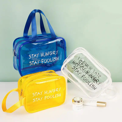 Logotipo personalizado Bolsas de maquiagem à prova d'água transparentes com fecho para roupas de banheiro da moda