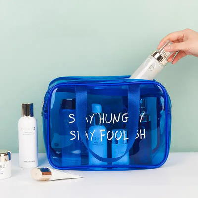 Logotipo personalizado Bolsas de maquiagem à prova d'água transparentes com fecho para roupas de banheiro da moda