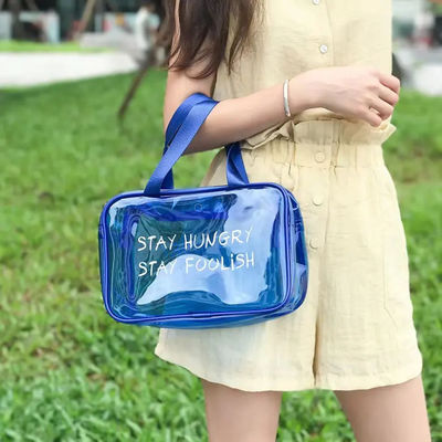 Logotipo personalizado Bolsas de maquiagem à prova d'água transparentes com fecho para roupas de banheiro da moda