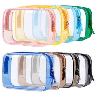 Bolsas de maquilhagem impermeáveis transparentes com fecho de fecho de fecho para viagens e organização de higiene