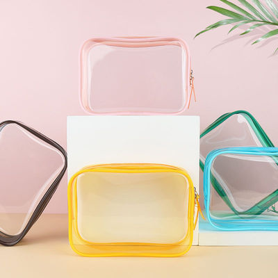 Bolsas de maquilhagem impermeáveis transparentes com fecho de fecho de fecho para viagens e organização de higiene