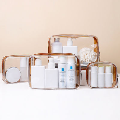 Bolsas de maquilhagem impermeáveis transparentes com fecho de fecho de fecho para viagens e organização de higiene