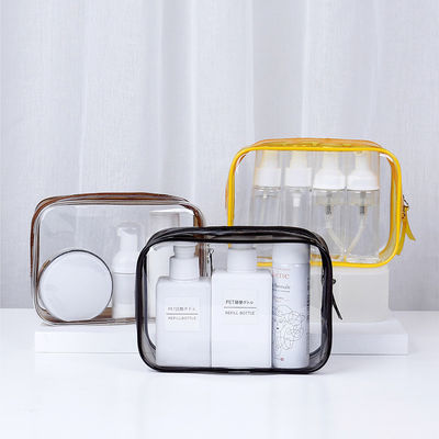Bolsas de maquilhagem impermeáveis transparentes com fecho de fecho de fecho para viagens e organização de higiene