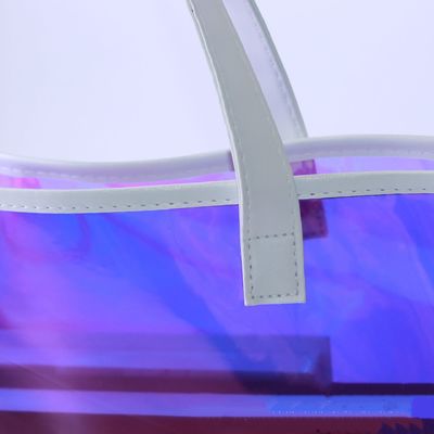 Saco de geleia de PVC transparente Saco de moda holográfico Shoulder Shopping Saco de plástico para mulheres