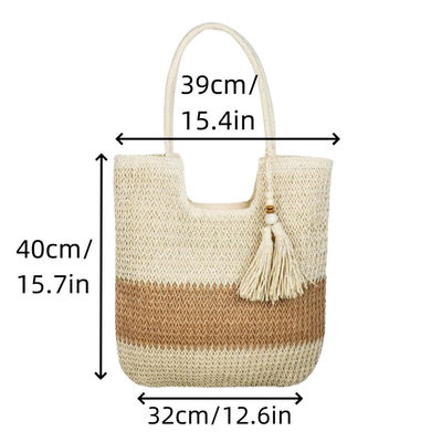 Saco de palha de verão Tote Raffia OEM / ODM Aceitável para moda Ladies Crochet Beach Bag
