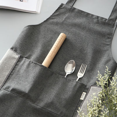 O mais novo avental de moda para cozinhar alimentos e jardinagem em poliéster de algodão preto puro