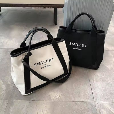 Logotipo personalizado de viagem de poliéster feminino ombro de lona bolsa de praia para compras e lazer