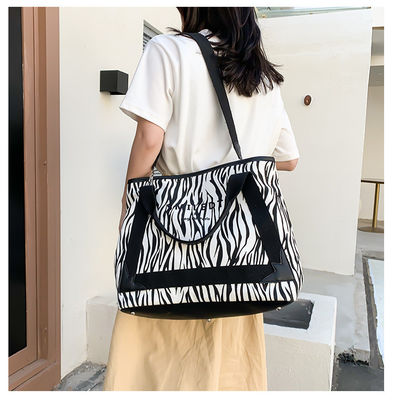 Logotipo personalizado de viagem de poliéster feminino ombro de lona bolsa de praia para compras e lazer
