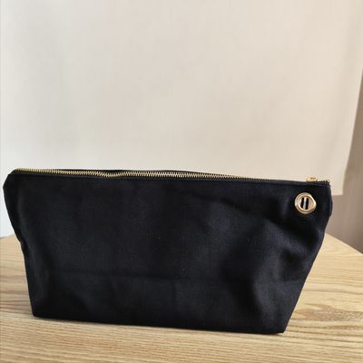 OEM/ODM aceito Logotipo personalizado Impresso em tela Bolsa de maquiagem com fecho para armazenamento de lápis e moedas