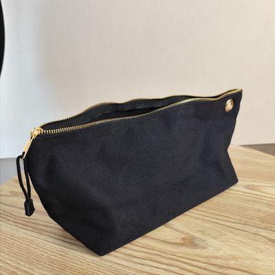 OEM/ODM aceito Logotipo personalizado Impresso em tela Bolsa de maquiagem com fecho para armazenamento de lápis e moedas