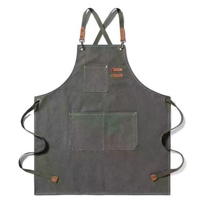 Diária Chef Trabalho e Utilidade Avental Logotipo personalizado Avental de tecido de algodão com bolsos