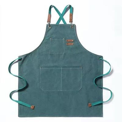Diária Chef Trabalho e Utilidade Avental Logotipo personalizado Avental de tecido de algodão com bolsos
