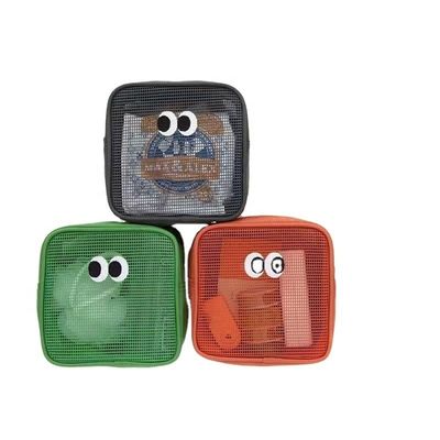 Saco de armazenamento 3D de malha de poliéster reciclado conveniente e durável para artigos de higiene de viagem