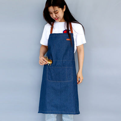 Avental de denim resistente à água aceitável OEM/ODM Lavável em máquina para churrasco de cozinha