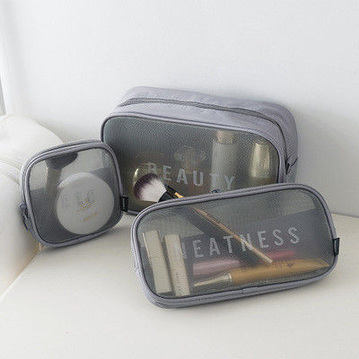 Saco de armazenamento portátil mini para kits de viagem de logotipo personalizado de malha de nylon transparente impermeável