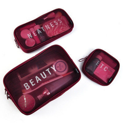 Saco de armazenamento portátil mini para kits de viagem de logotipo personalizado de malha de nylon transparente impermeável