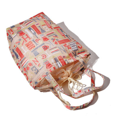 Logotipo personalizado aceito Polyester Patchwork Mesh Drawstring Bags para maquiagem Necessidades cosméticas