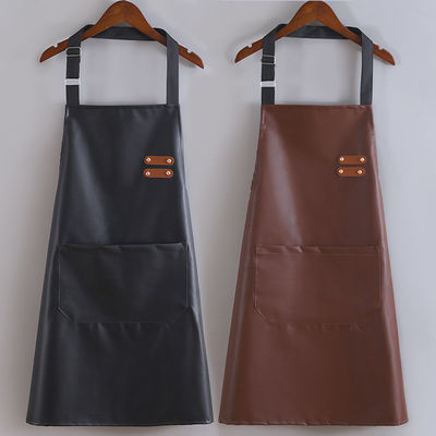 Logotipo personalizado Waterproof Leather Long Bib Apron para cozinha BBQ Bartenders Tipo uniforme