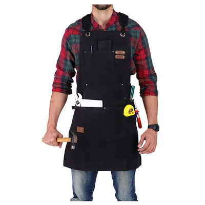 Logotipo personalizado Deluxe de cera de lona de trabalho avental com bolsos e acoplamento de liberação rápida