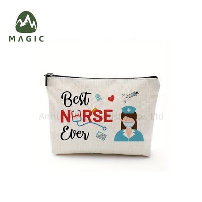 Logotipo personalizado Saco de Armazenamento Impresso Toiletry Travel Makeup Saco Reutilizável Canvas Jute algodão Saco Cosmético