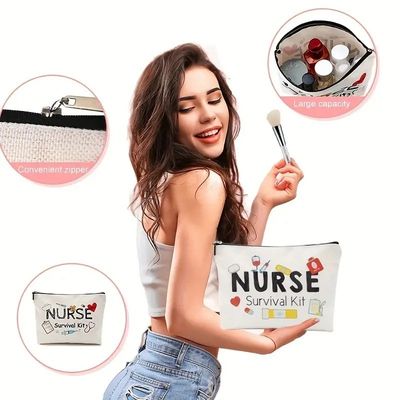Logotipo personalizado Saco de Armazenamento Impresso Toiletry Travel Makeup Saco Reutilizável Canvas Jute algodão Saco Cosmético